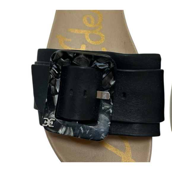 Sam Edelman Ariane Black Slip On Slides W/ Buckle 6.5 Preppy Coastal Classy - Picture 5 of 8